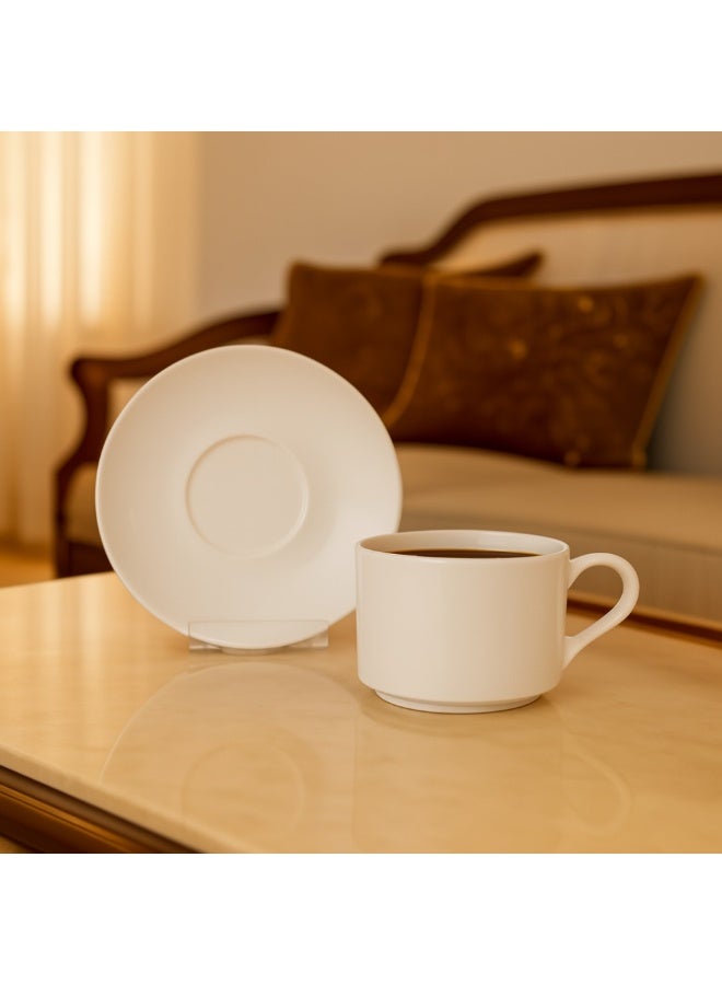 دانيا ☕️ طقم فناجين قهوة أنيق – تصميم كلاسيكي باللون الأبيض - Image 2
