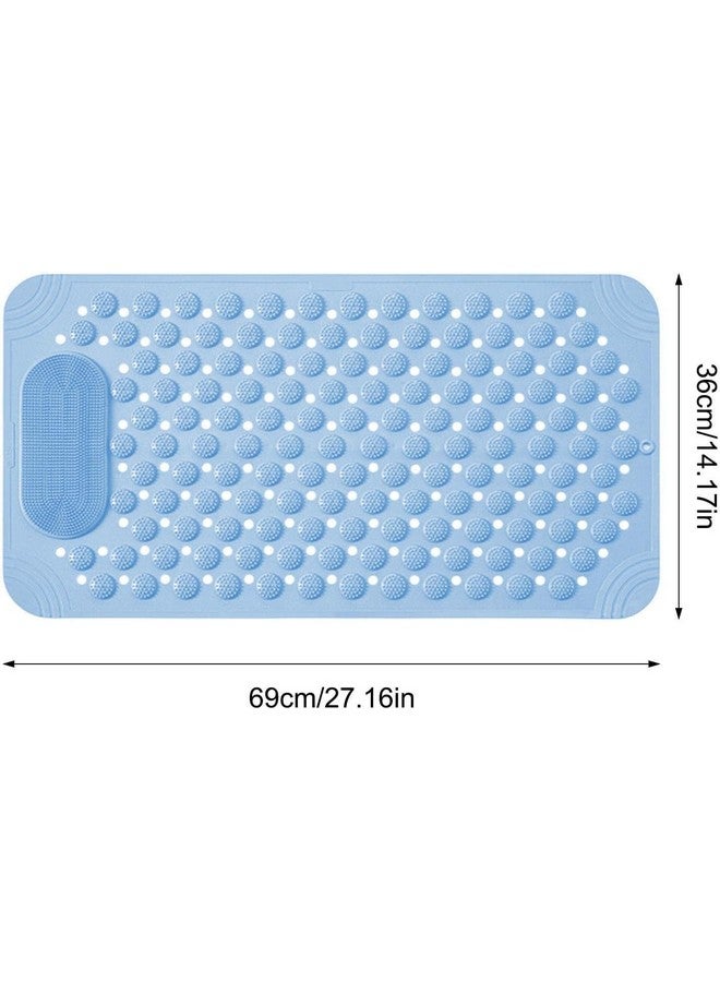 RichAxis Anti Skid Bath mat with Foot Scrubber for Bath Room Shower mat with Suction Cups & Drain Holes Silicone Floor mat for Kids & Adults (70 x 35, Blue) - Image 3