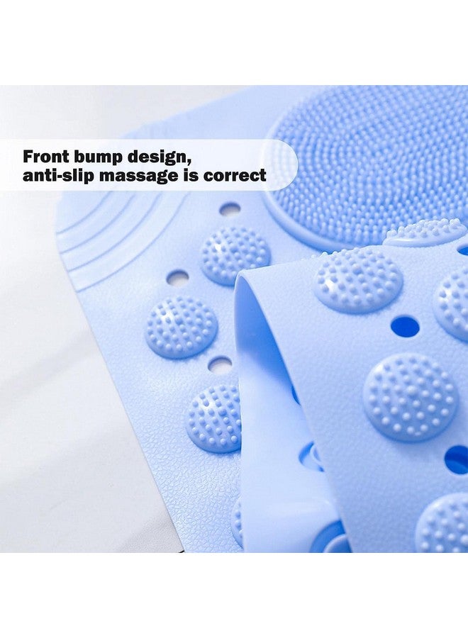 RichAxis Anti Skid Bath mat with Foot Scrubber for Bath Room Shower mat with Suction Cups & Drain Holes Silicone Floor mat for Kids & Adults (70 x 35, Blue) - Image 2