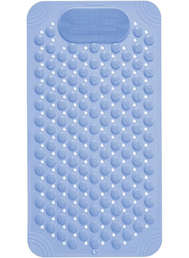 RichAxis Anti Skid Bath mat with Foot Scrubber for Bath Room Shower mat with Suction Cups & Drain Holes Silicone Floor mat for Kids & Adults (70 x 35, Blue) - Image 1