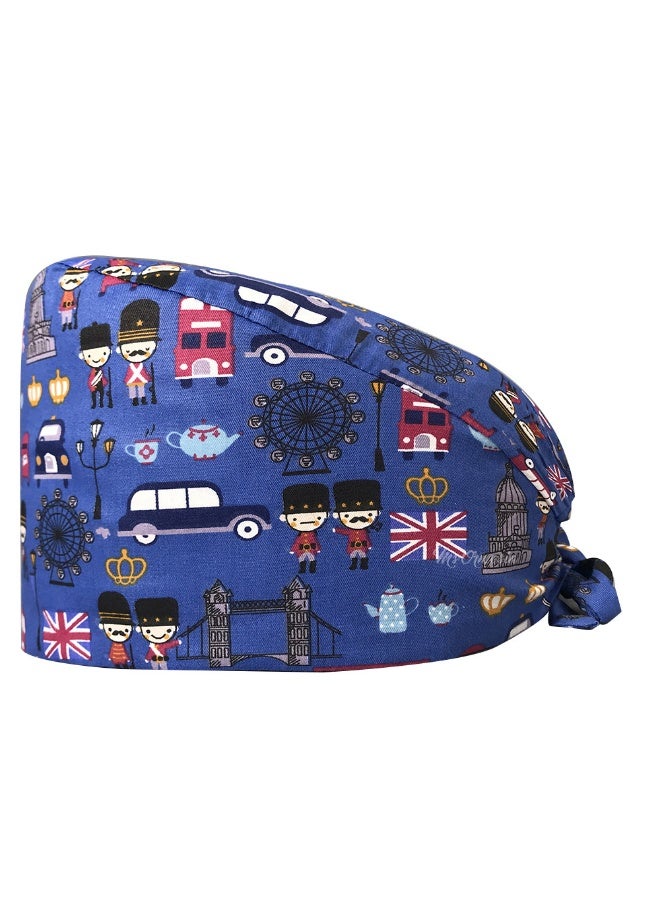 NIBEMINENT Scrubs Cap  Cotton Print Surgery Scrub Hats Nurse Caps Medical Accessories Beauty Salon Pet Shop Lab Work Hat Chef Hat