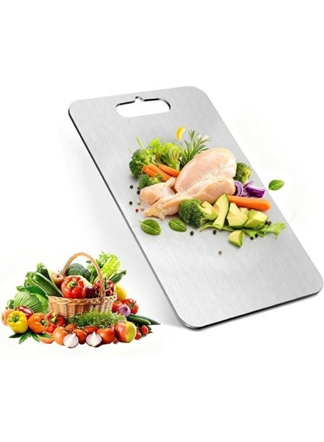 JoyousSto 304 Stainless Steel Cutting Board for Kitchen,Meat,Fruit,Pastry,Pizza,Cheese,Vegetable Metal Cutting Board,Double-Sided for Versatile Food Prep, Gentle on Knives, Stain meat Cutting Board For Anti-skid Double Side,Dough Board（39 * 28cm） - Image 1