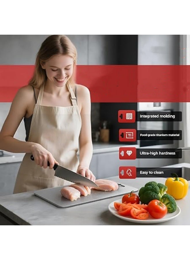 JoyousSto 304 Stainless Steel Cutting Board for Kitchen,Meat,Fruit,Pastry,Pizza,Cheese,Vegetable Metal Cutting Board,Double-Sided for Versatile Food Prep, Gentle on Knives, Stain meat Cutting Board For Anti-skid Double Side,Dough Board（39 * 28cm） - Image 4