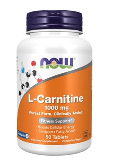 now L-Carnitine 1,000 mg, Purest Form, Amino Acid, Fitness Support*, 50 Tablets  - Image 1