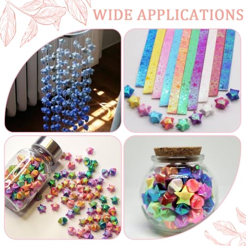 SUNNYCLUE 900Pcs 10 Colors Origami Star Paper Folding Stars Lucky Colorful Glitter Shimmer Rectangle Decoration Origamis Strip for Thanksgiving Christmas Arts DIY Handmade School Teaching Supplies - Image 5