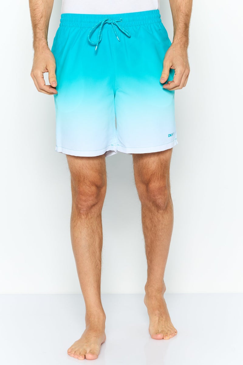 DKNY Men Brand Logo Board Shorts, Turquoise - Image 1