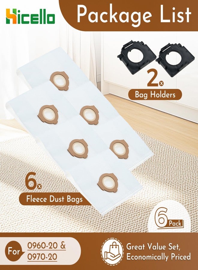 Hicello 6 Pack 49-90-2016 Fleece Dust Bags Compatible with Milwaukee 0960-20 M12 & 0970-20 M18 PACKOUT Vacuum | Reusable 600D | Fits M12 FUEL 1.6 Gal & M18 FUEL 2.5 Gal Wet/Dry Vac (0960-21) with 2 Holders - Image 2