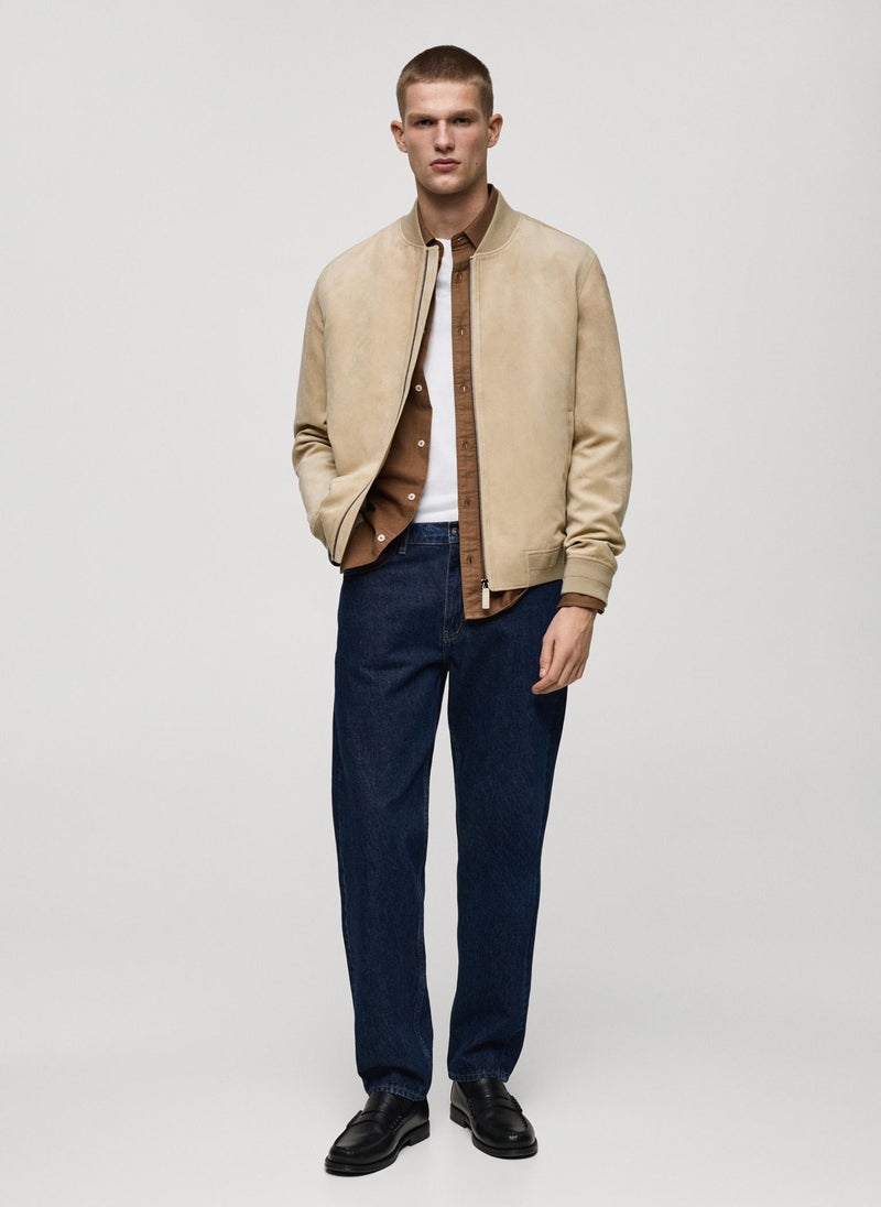 Mango Man Suede-Effect Bomber Jacket  - Image 4