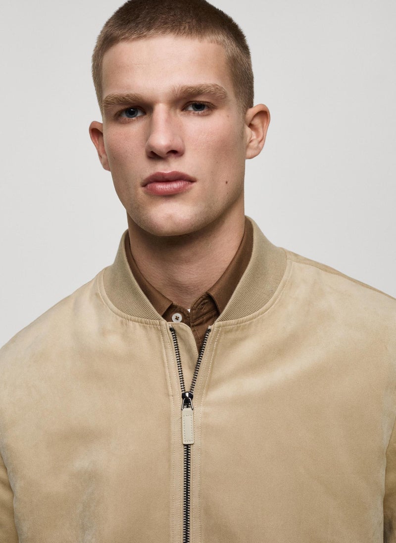 Mango Man Suede-Effect Bomber Jacket  - Image 3