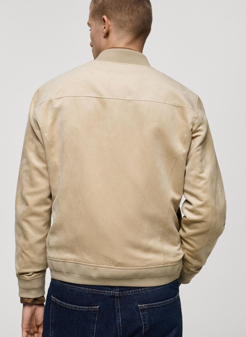 Mango Man Suede-Effect Bomber Jacket  - Image 2