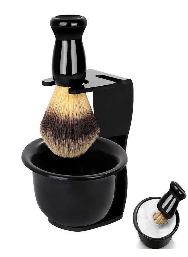 HAWAWA 3 in 1 Men Shaving Kit, Mens Shaving Brush and Bowl Set, Shaving Brush Set for Men with Shave Brush Bowl ABS Stand with Razor Slot, Men's Grooming Kit & Professional Salon Shaving Tool - Image 1