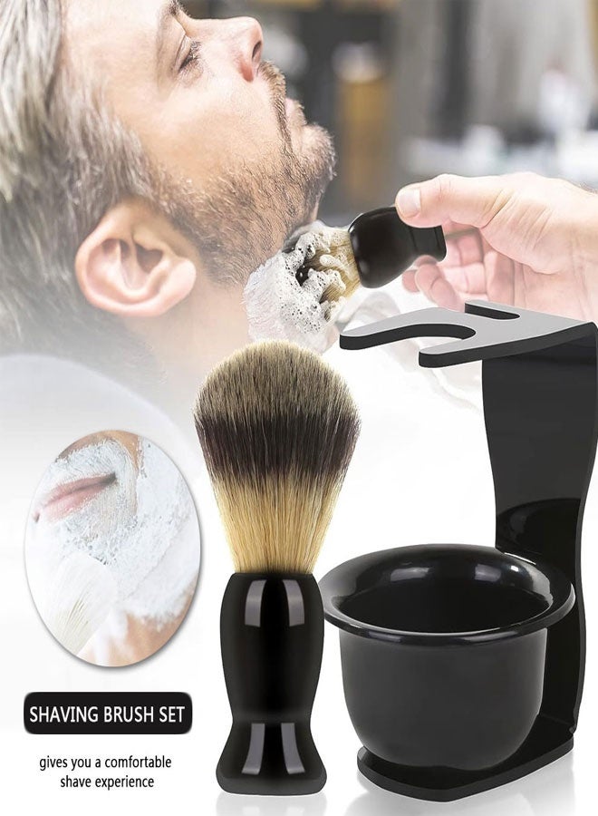 HAWAWA 3 in 1 Men Shaving Kit, Mens Shaving Brush and Bowl Set, Shaving Brush Set for Men with Shave Brush Bowl ABS Stand with Razor Slot, Men's Grooming Kit & Professional Salon Shaving Tool - Image 5