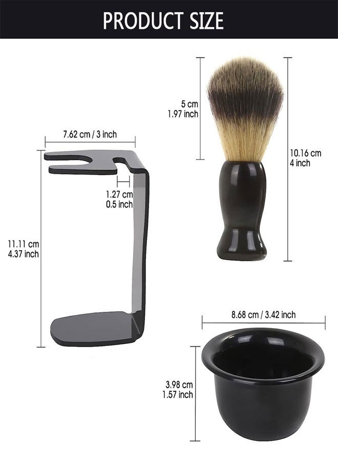 HAWAWA 3 in 1 Men Shaving Kit, Mens Shaving Brush and Bowl Set, Shaving Brush Set for Men with Shave Brush Bowl ABS Stand with Razor Slot, Men's Grooming Kit & Professional Salon Shaving Tool - Image 2
