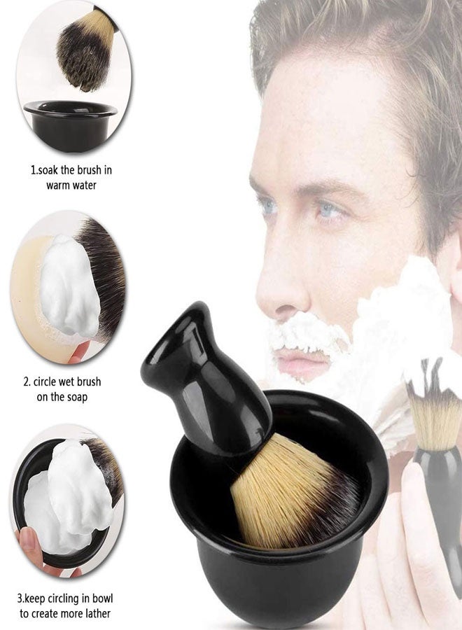 HAWAWA 3 in 1 Men Shaving Kit, Mens Shaving Brush and Bowl Set, Shaving Brush Set for Men with Shave Brush Bowl ABS Stand with Razor Slot, Men's Grooming Kit & Professional Salon Shaving Tool - Image 4