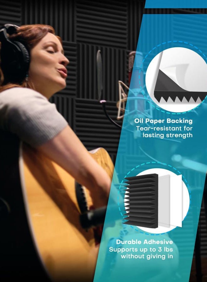 Knightsacoustic 48 عبوة من ألواح الفوم العازلة للصوت للجدران مع لاصق ذاتي، ألواح فوم صوتية 12x12x1، ألواح صوتية عالية الكثافة لامتصاص الصوت، مقاومة للحريق لعزل الصوت في الاستوديو باللون الأبيض - Image 3