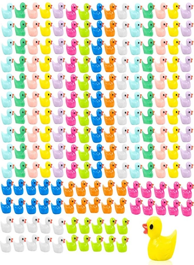 CHAKANLX 200 Pcs Mini Ducks 10 Colors Miniature Figures Charms Ornament Potted Micro Fairy Garden Landscape Aquarium Hide Tiny Duck for Craft, Dollhouse, Home Decorations（Random Color） - Image 1