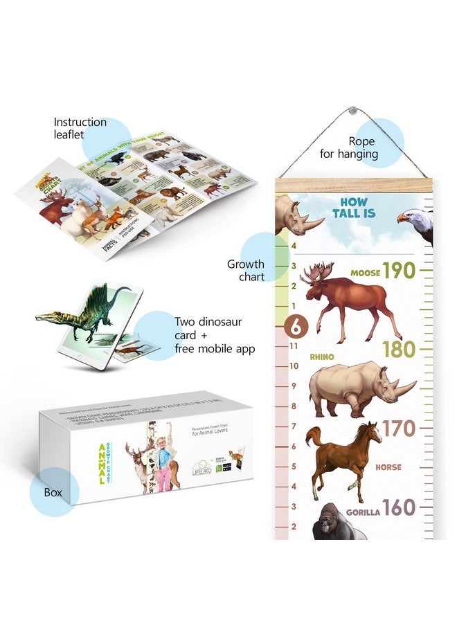 LIFELIKO Personalised Growth Chart For Animal Lovers, Removable Wall Ruler For Boys And Girls, Kid’S Room Decoration (Multicolor) - Image 3
