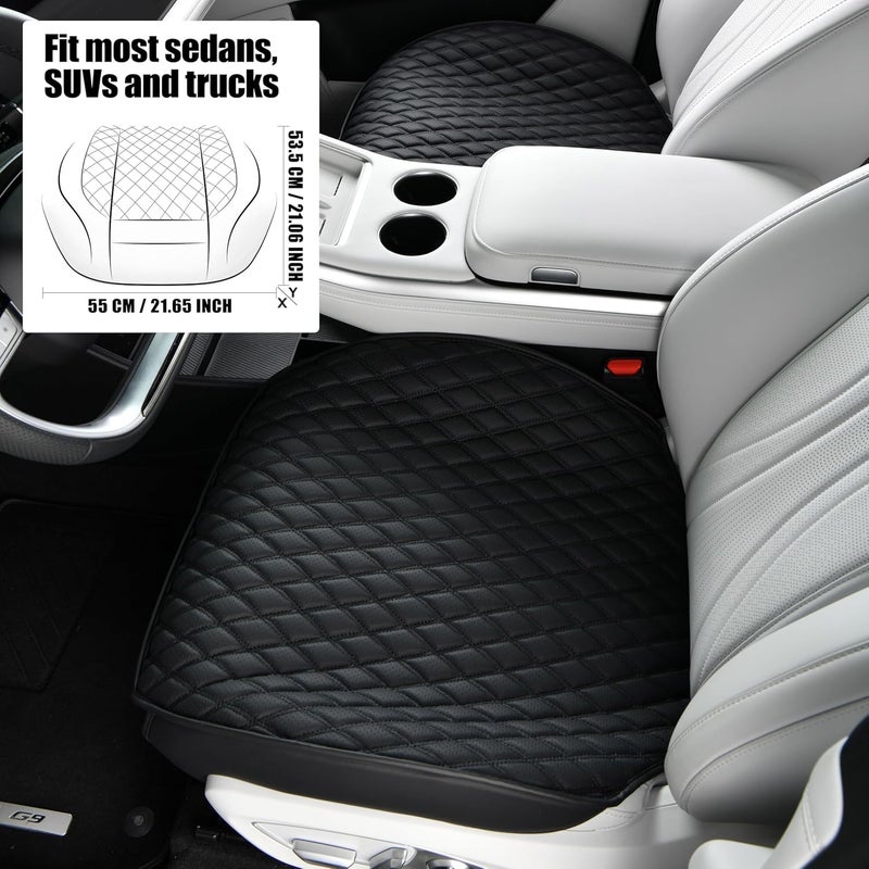 POKSRI Universal Faux Leather Car Seat Cover - Black Front Cushion Protector - Image 3