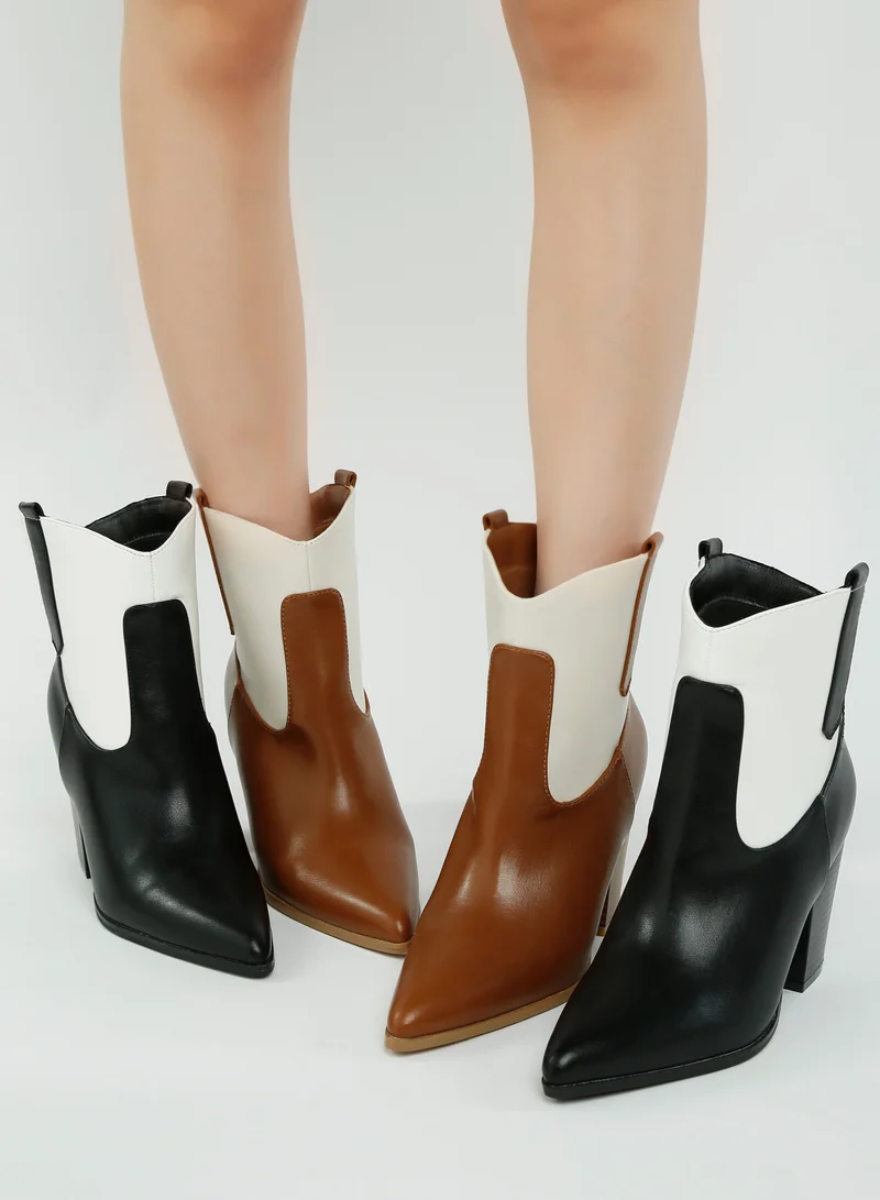 London Rag Two Tone Cowboy Boots in Black and White