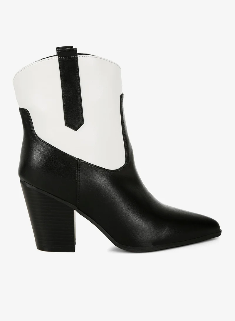 London Rag Two Tone Cowboy Boots in Black and White