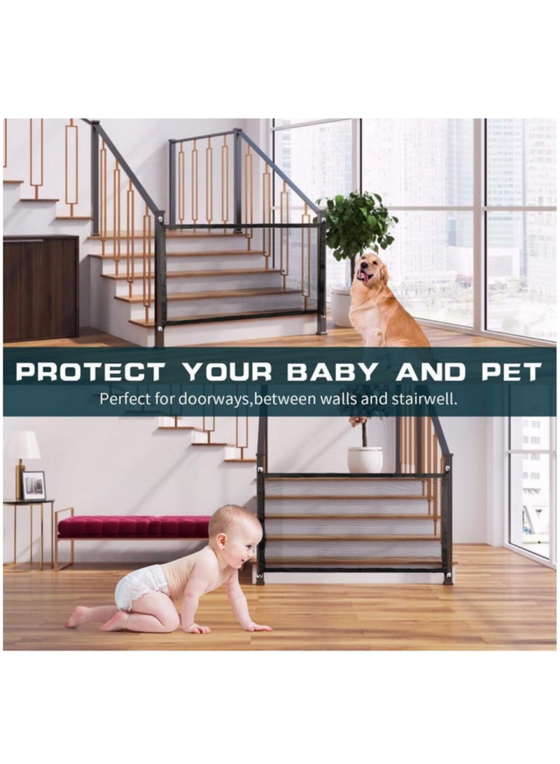 البوابة السحرية المبتكرة للكلاب الأليفة - سياج شبكي داخلي للكلاب، حاجز عزل آمن للحيوانات الأليفة، سياج أمان للكلاب طويل القامة (180 سم × 72 سم) - Image 2