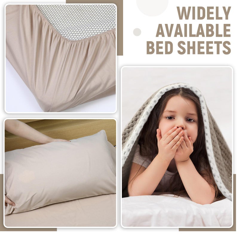 SmoothNovelty SmoothNovelty 4 Pcs Hospital Bed Sheets Set  Soft Knitted Standard Sheets Quality  Include Fitted Sheet  Quilt Cover  Pillow Case and Blanket (Camel)  - Image 3