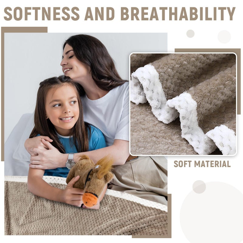 SmoothNovelty SmoothNovelty 4 Pcs Hospital Bed Sheets Set  Soft Knitted Standard Sheets Quality  Include Fitted Sheet  Quilt Cover  Pillow Case and Blanket (Camel)  - Image 4
