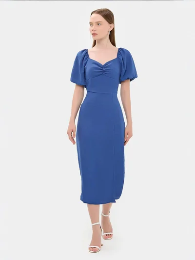 HICCUP Sweetheart Neck Midi Dress with a Side Slit