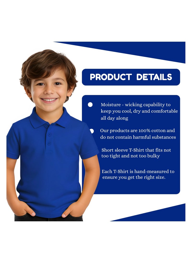 برينت شوب فور مي تيشيرت بولو للأطفال للأولاد 230 جرام في المتر المربع من القطن الخالص الألوان الأساسية - Image 3
