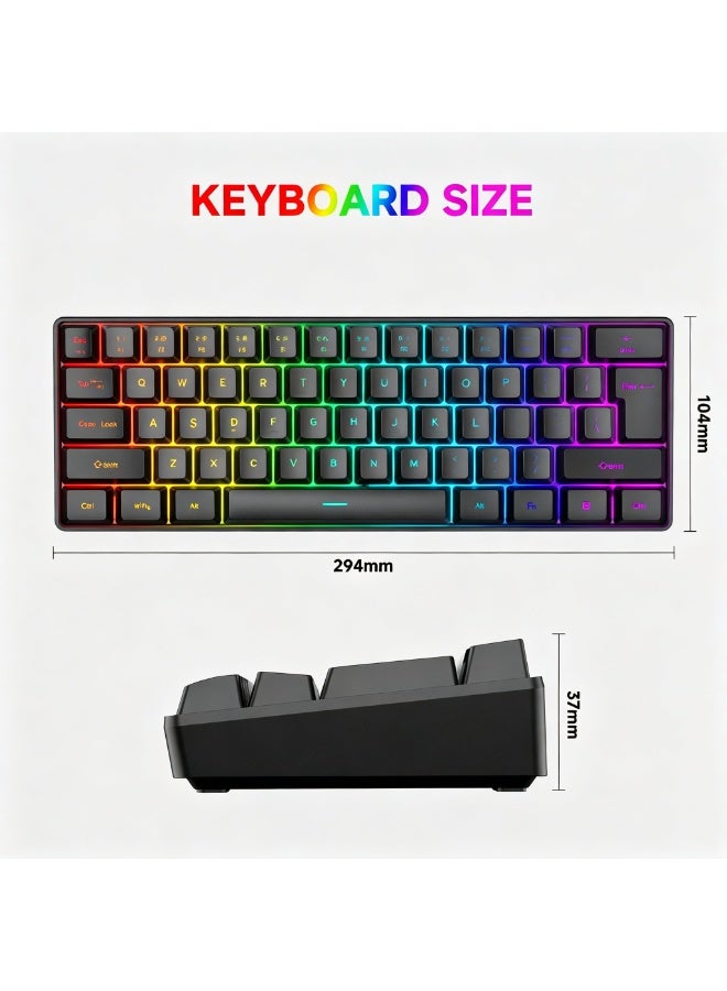 هيروسبيس لوحة مفاتيح ألعاب ميكانيكية RGB بسلك، لوحة مفاتيح ميكانيكية مدمجة بـ61 مفتاح - Image 5