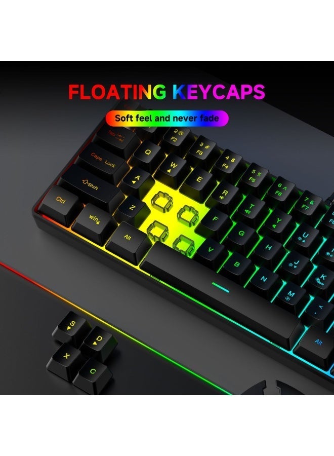 هيروسبيس لوحة مفاتيح ألعاب ميكانيكية RGB بسلك، لوحة مفاتيح ميكانيكية مدمجة بـ61 مفتاح - Image 4
