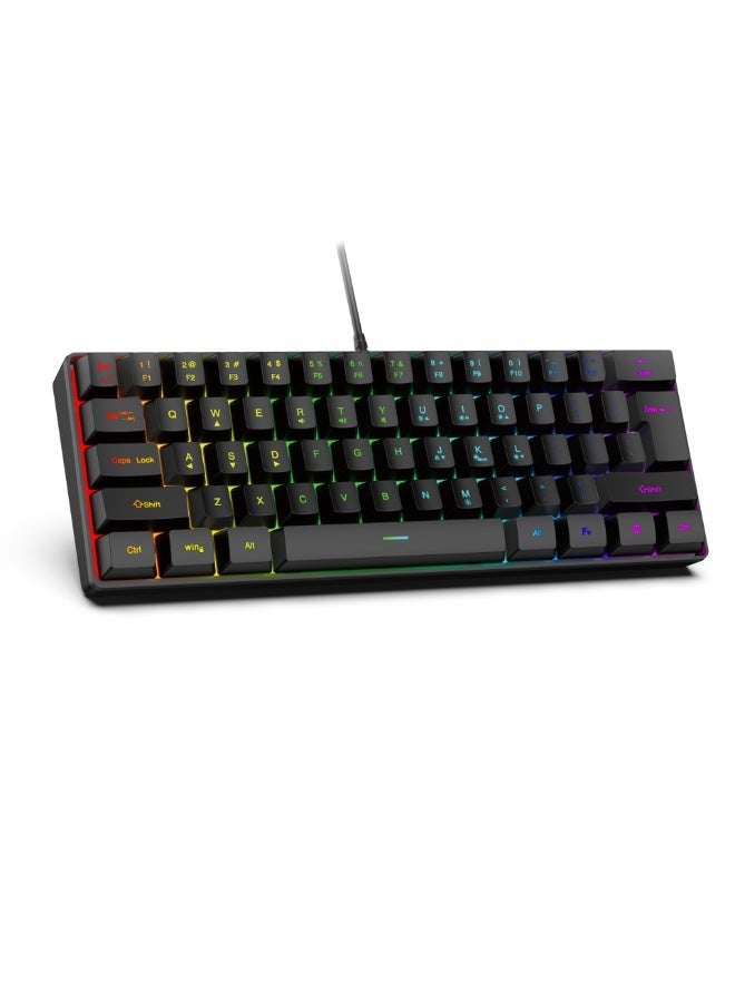 هيروسبيس لوحة مفاتيح ألعاب ميكانيكية RGB بسلك، لوحة مفاتيح ميكانيكية مدمجة بـ61 مفتاح - Image 1