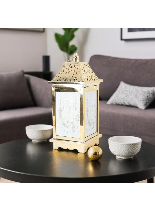 Baity Decorative gold lantern with battery light, perfect for special occasions. - Image 1