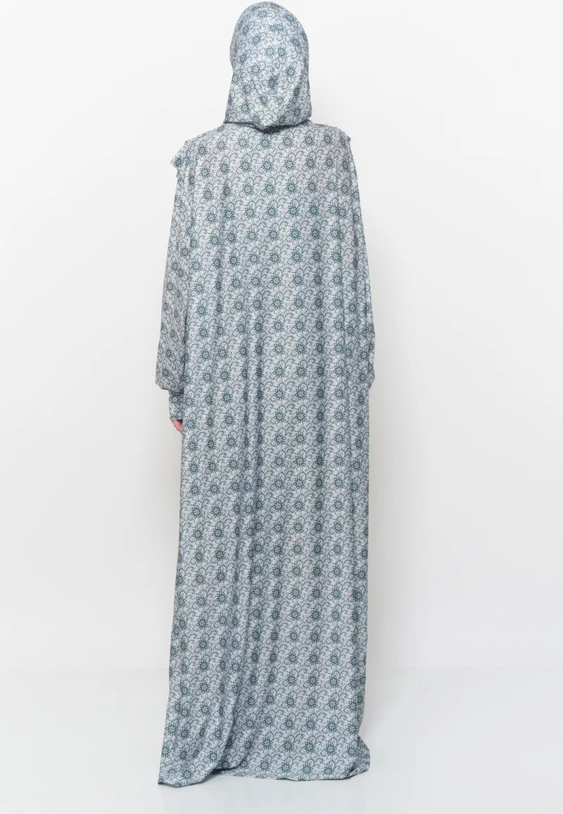 التوبة Practical One Piece Sun Patterned Sleeves Removable Headscarf Lycra Hijab Prayer Dress 990 0330