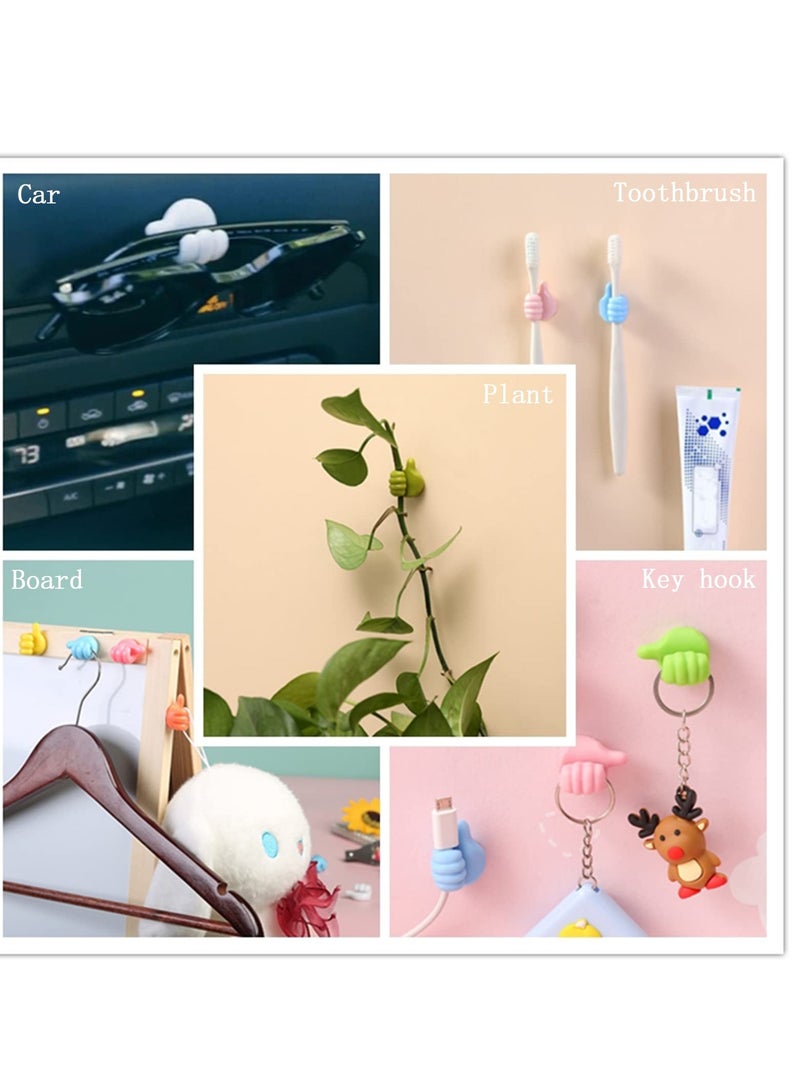 Thumb Wall Hooks for Hanging, 12 Pcs Creative Silicone Self Adhesive Thumb Cable Organizer Clips, Multifunction Nails-Free Finger Adhesive Hooks for Kitchen Living Room Bedroom - Image 3
