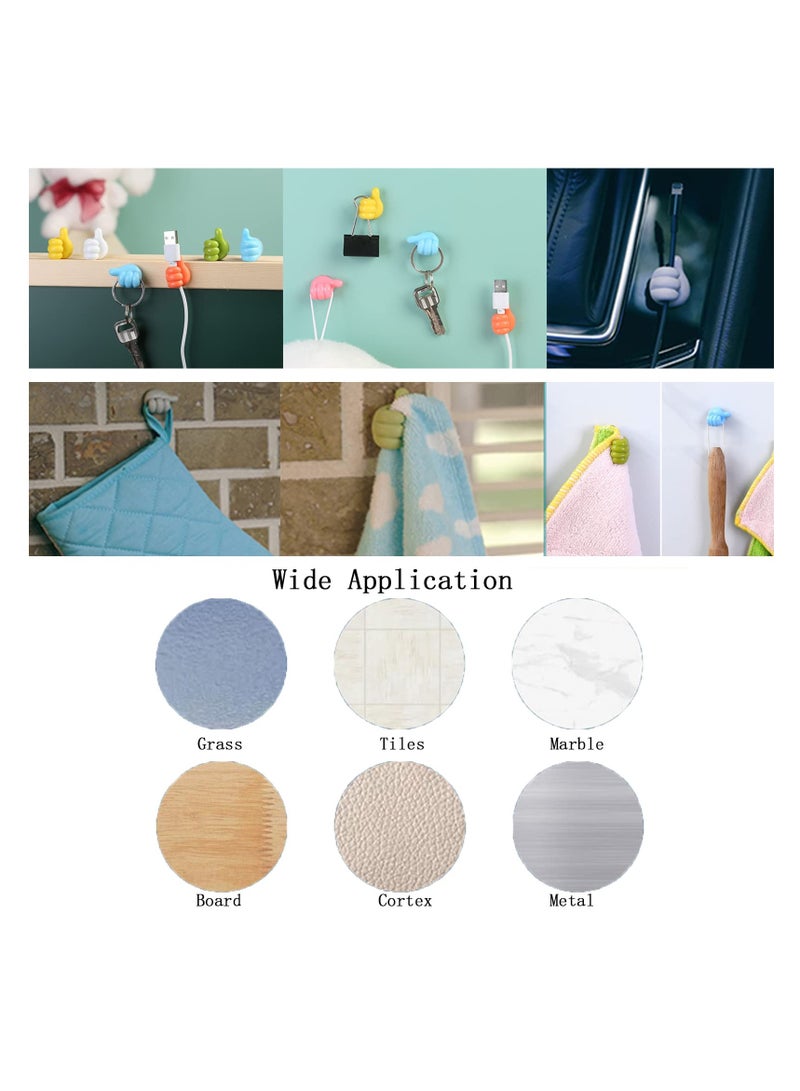 Thumb Wall Hooks for Hanging, 12 Pcs Creative Silicone Self Adhesive Thumb Cable Organizer Clips, Multifunction Nails-Free Finger Adhesive Hooks for Kitchen Living Room Bedroom - Image 2