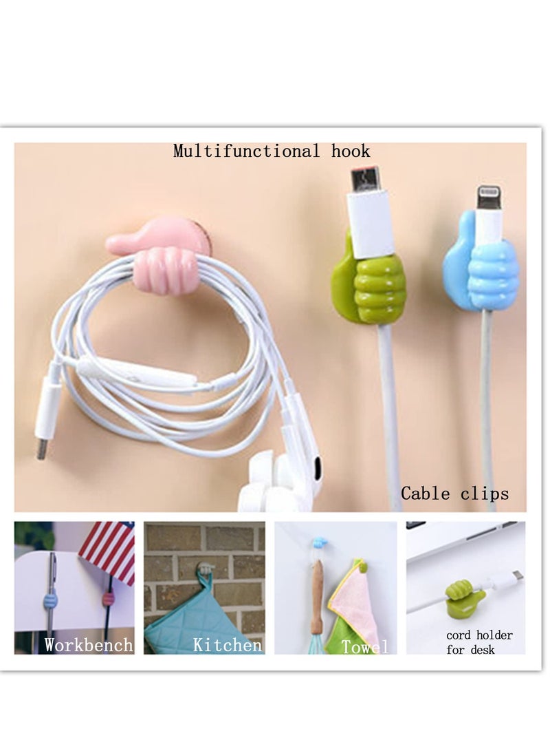 Thumb Wall Hooks for Hanging, 12 Pcs Creative Silicone Self Adhesive Thumb Cable Organizer Clips, Multifunction Nails-Free Finger Adhesive Hooks for Kitchen Living Room Bedroom - Image 5