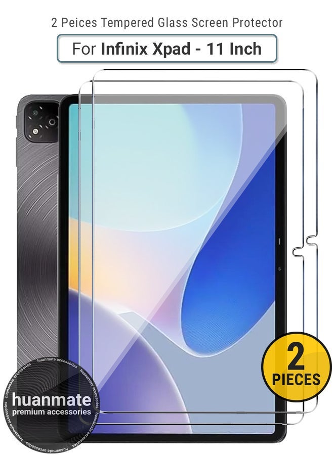 huanmate 2 Pieces Infinix Xpad 11 Inch Tempered Glass Screen Protector – High Transparency, Delicate Touch, Anti-Explosion, Smooth Arc Edges, Easy Installation, Screen Protector for Infinix Xpad 11 Inch - Image 1