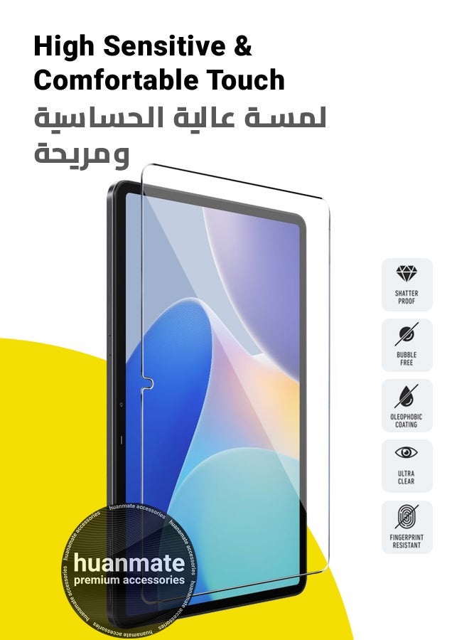 huanmate 2 Pieces Infinix Xpad 11 Inch Tempered Glass Screen Protector – High Transparency, Delicate Touch, Anti-Explosion, Smooth Arc Edges, Easy Installation, Screen Protector for Infinix Xpad 11 Inch - Image 2