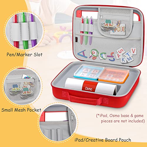 FINPAC Hard Carrying Case for Osmo Games, Grab-and-Go Large Storage Organizer Briefcase for Osmo Base for iPad, Creative Board, Markers, Pouch, Number, Tangram, Words Tiles, and Coding Blocks, Red - Image 3
