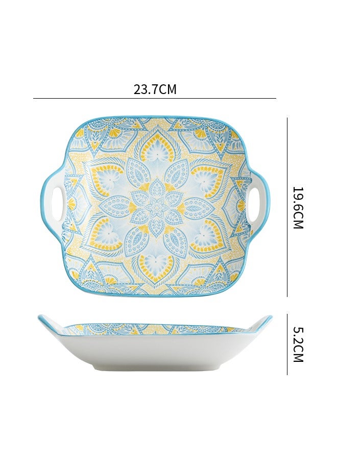 شور أطباق عشاء سيراميك مطلية يدويًا، 4 قطع، 23.7 × 19.6 × 5.2 سم - Image 5