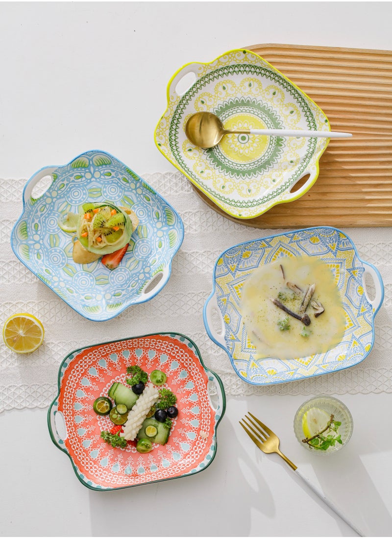 Shuer 4-Piece Hand Painted Ceramic Dinner Plates  23.7x19.6x5.2cm  - Image 3