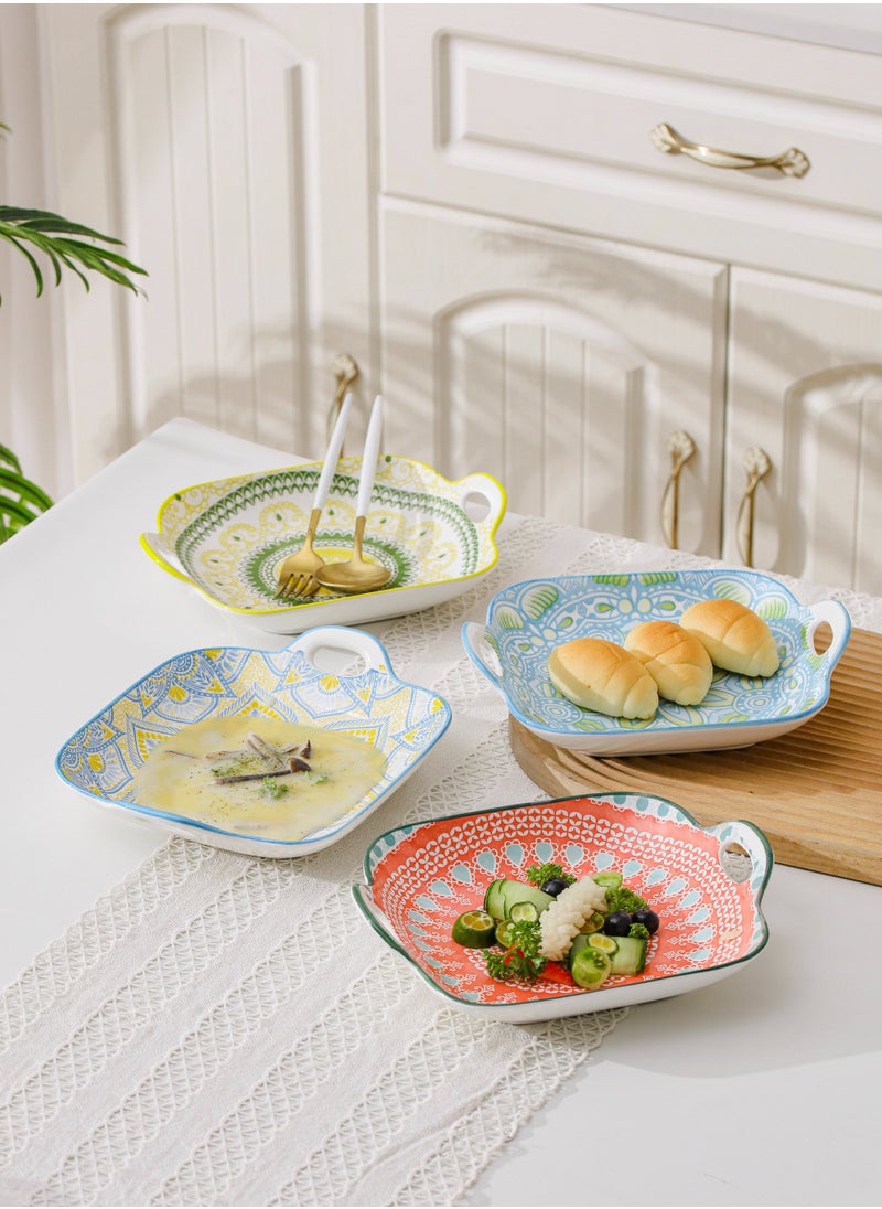 Shuer 4-Piece Hand Painted Ceramic Dinner Plates  23.7x19.6x5.2cm  - Image 4