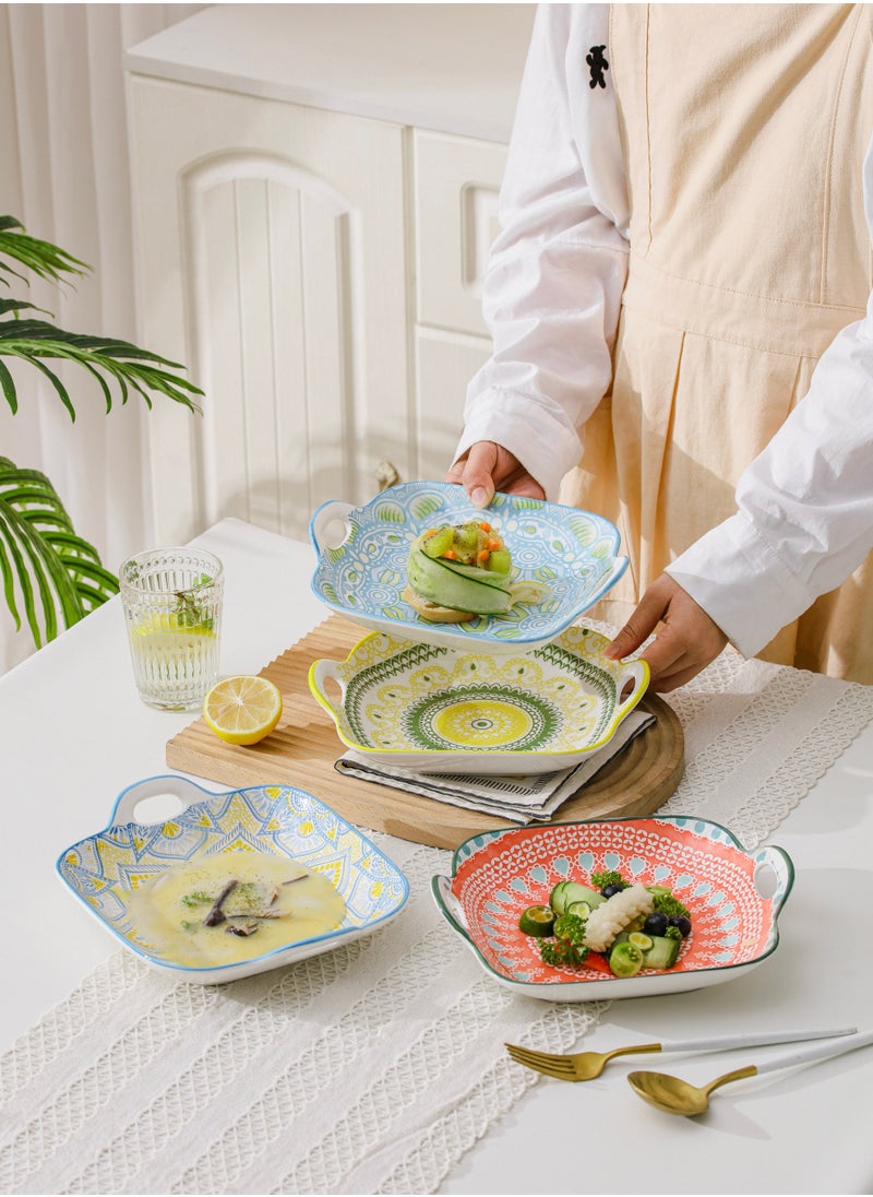 Shuer 4-Piece Hand Painted Ceramic Dinner Plates  23.7x19.6x5.2cm  - Image 5