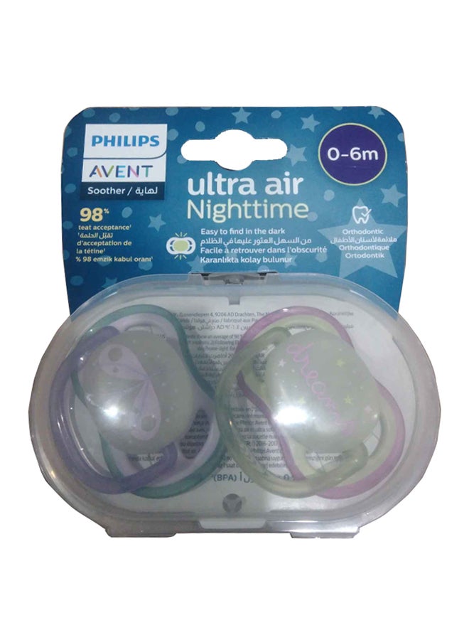 Philips Avent Soother Ultra Air Nighttime 0-6M For Girls, 2 Pieces | No.1 Brand Recommended by Moms Worldwide | Glows in the dark | Light | Breathable |BPA free |Orthodontic with Sterilization Case - Image 3