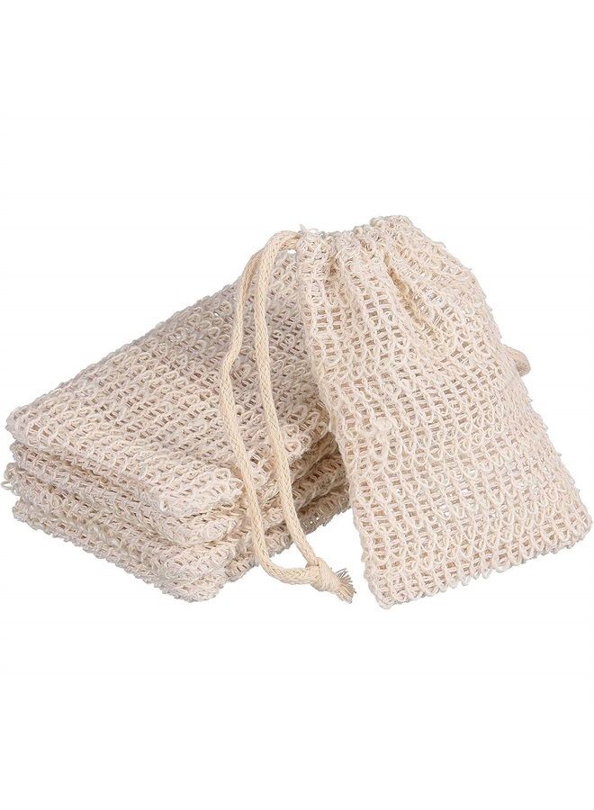 BBTO 5 Pieces Soap Saver Bag Natural Sisal Exfoliating Soap Pouch for Foaming and Drying The Soap Bars Shower Soap Bag  - Image 1