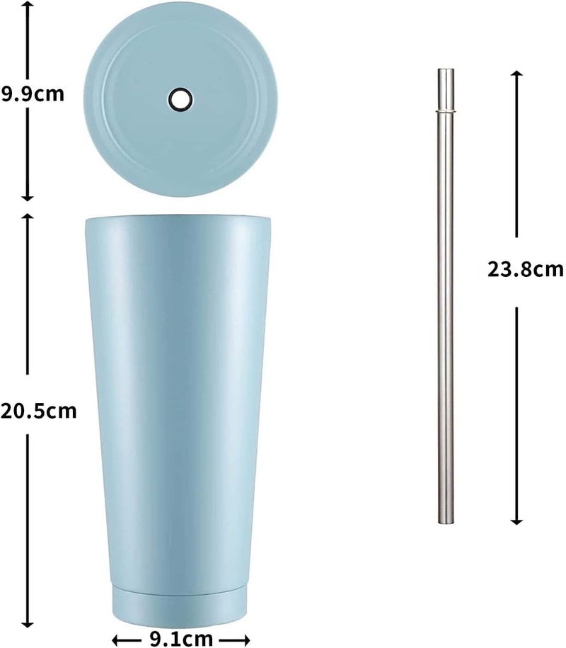 X spring Reusable Iced Coffee Cup Tumbler, 750ml Double Wall Vacuum Travel Coffee Mug with Splash-Proof Lid and Metal Straw, Leakproof Insulated Stainless Steel Cup for Home, Gym, Office (Pink) - Image 5