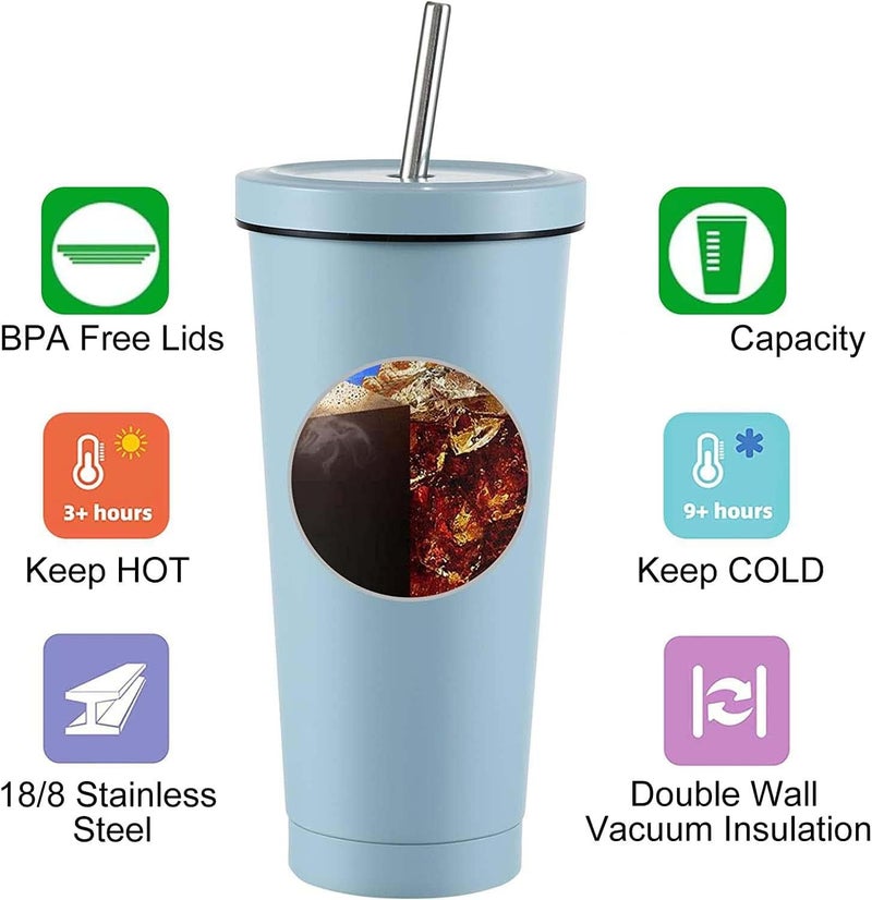 X spring Reusable Iced Coffee Cup Tumbler, 750ml Double Wall Vacuum Travel Coffee Mug with Splash-Proof Lid and Metal Straw, Leakproof Insulated Stainless Steel Cup for Home, Gym, Office (Pink) - Image 3
