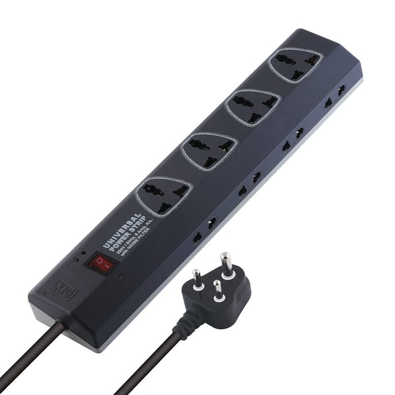MX MX Power Strip with 12 Universal Socket Single Master Switch 3 Pin 4 Way Outlet 2 Pin 8 Way Outlets 10 Meter Power Cord Spike Guard Extension Board  - Image 1