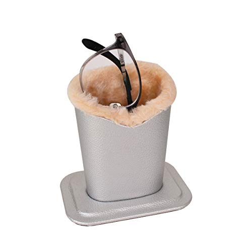 Baitaihem Pack of 2 Plush Lined Eyeglasses Holder Stand Protective Glasses Case For Desks Or Nightstands(Gray) - Image 2